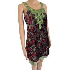 Y2K Young Essence Burnout Velvet Dress S Fairy Grunge Whimsigoth Crochet Floral